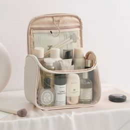 Sac à cosmétiques à crochet, grande trousse de toilette de voyage, transparente et étanche, organisateur de cosmétiques 240125