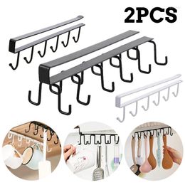 Hooks 1/2pcs Single/Double-Row Hook Rack Huishouden Punch-Vrije wandkast Cup Opslag Iron voor voddenbekers lepels