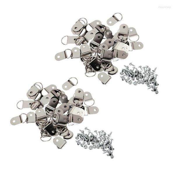 Hooks de 100 pcs colgadores de correa de marco de imagen del anillo D medio con tornillos