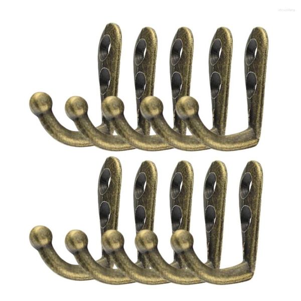 Ganchos 10 UNIDS Perchas de gancho de tela Pared de bronce vintage Rústico Llave Abrigo Bolsa Sombrero Percha Bata Perchero colgante