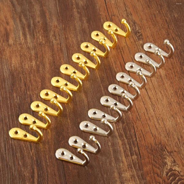 Ganchos de 10 piezas mini con tornillo de la pared de la puerta de la puerta ropa/abrigo/haowel/llaves/soporte de máscara oro/plata 30 12 22 mm Organizador de cocina