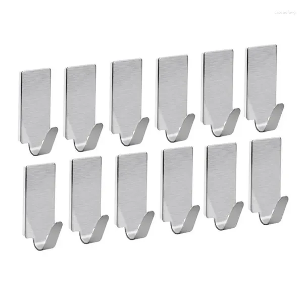 Ganchos 12 Uds gancho de pared de acero inoxidable sin costuras colgador autoadhesivo ropa sombreros llaves colgar fuerte