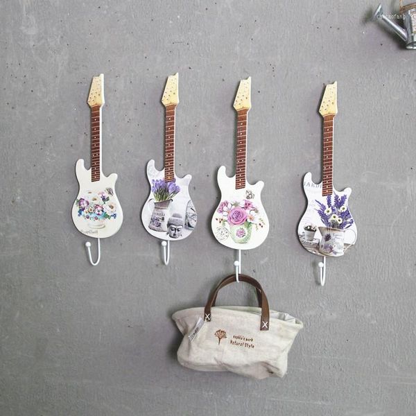 Ganchos 1 pieza en forma de guitarra clásica gancho de decoración para colgar en la pared tapa de abrigo de hierro percha para ropa ME 017