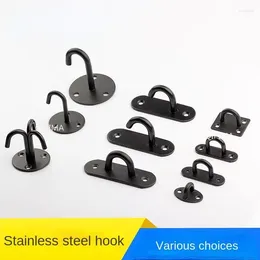 Hooks 1 pc hanger u-shape ring bovenste basis haning ventilator/kroonluchter/plantendecor Zwart wand plafondmontage haak met schroeven stianless staal