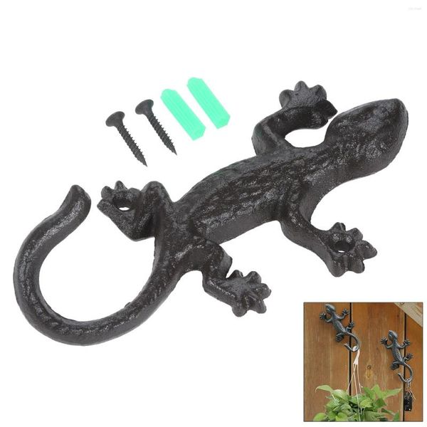 Crochets 1pc fer Gecko mur crochet rustique cintre lézard créatif Antique Animal Vintage cuisine extérieure salle de bains décor à la maison avec vis