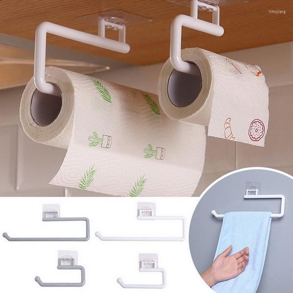 Crochets 1Pc porte-rouleau de papier support mural sans poinçon en acier inoxydable porte-serviettes porte-toilettes salle de bain organisateur étagère