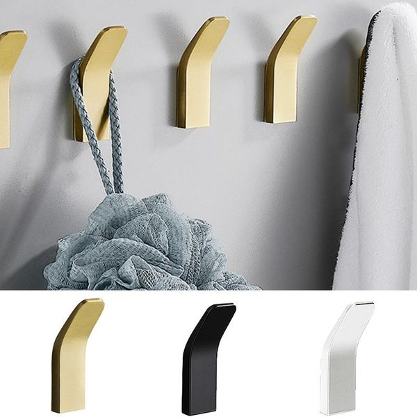 Crochets 1PC sans poinçon blanc patère espace aluminium noir serviette chapeau clé tenture murale salle de bain boule de bain simple