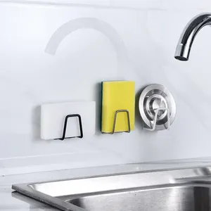 Ganchos 1 PC Caddy de fregadero de acero inoxidable para esponjas de platos Baño de percha útil