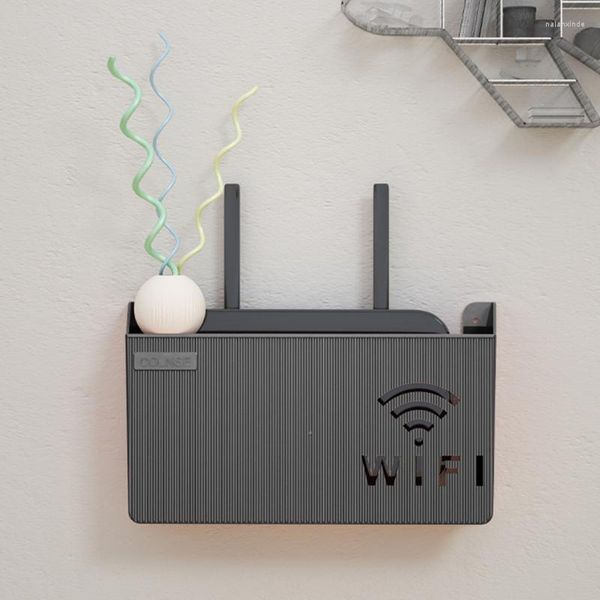 Ganchos 1PC colgante de pared inalámbrico Wifi Router estante caja de almacenamiento ABS organizador de plástico Cable soporte de alimentación decoración del hogar