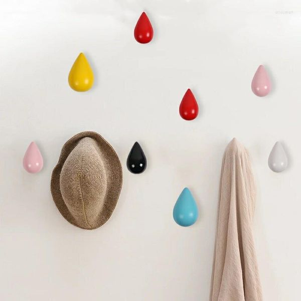 Crochets 1PC goutte d'eau en forme de crochet bois mur cintre porte arrière porte-clés sac à main chapeau vêtements en bois décoratif