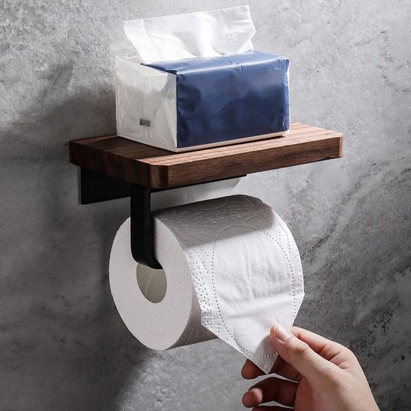 Crochets 1 pièces créatif en bois en aluminium distributeur mural salle de bain toilette porte-papier creux panier de rangement fournitures pour la maison