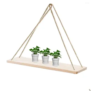 Crochets 1pcs étagère flottante en bois pour plante pot de fleur corde murale organisateurs suspendus étagères décoration de cuisine intérieure support de rangement