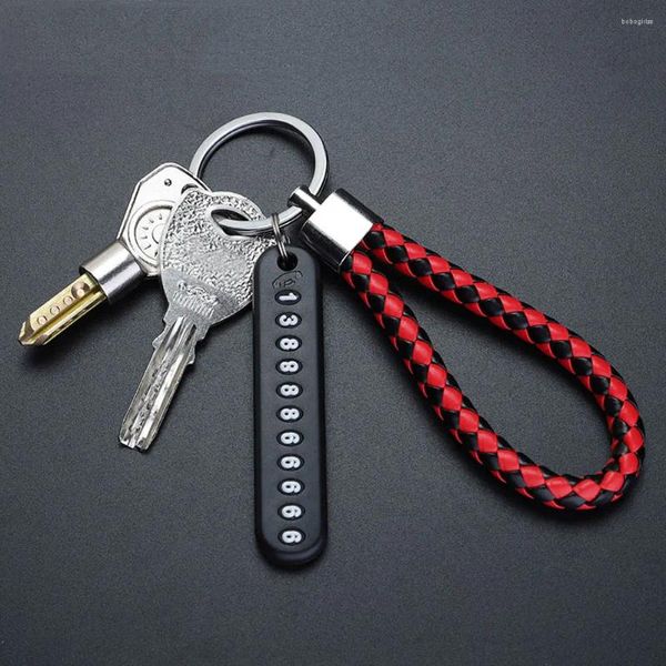 Crochets 1set Car Keychain Pendant Metal Key Keys Numéro de téléphone Plaque de téléphone Lock Anti-Lost Ring Auto Véhicule pour la chaîne intérieure
