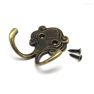 Hooks 2/5pcs retro zink legering dubbele turen kleren jas gewaad portemonnee hoed haakhanger antiek brons 23 mm 53 mm 55 mm