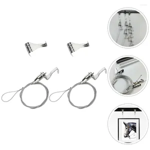 Haken 2 pc's lanyard hangende touw kit tentoonstelling po hook roestvrij staal foto draad