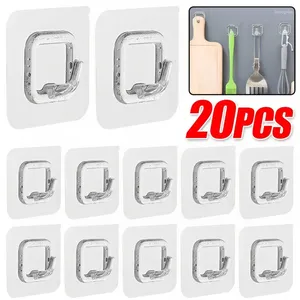 Haken 20/10/1 STKS Sleutelopslag Hanger Muur Deurrek Transparant Sterk Zelfklevend Multifunctioneel Voor Keuken Badkamer Gadgets