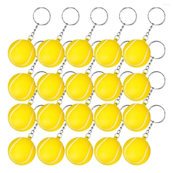 Hooks 20 Pack Tennis Ball Keychains amarillo para favores de fiesta en la escuela Bolsa de recompensa de carnaval Rellés deportivos Souvenir