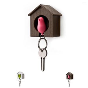 Hooks 2022 Vogelhuisvorm Keychain Likable Bird Nest Sparrow House Key Chain Ring Whistle Wall Hook houders