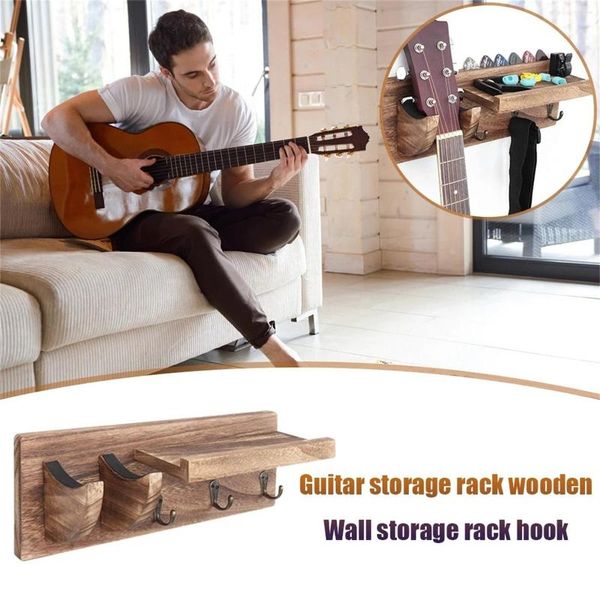 Crochets 2022 cintres muraux pour guitare avec 3 présentoirs en bois rétro suspendus support de rangement ménage