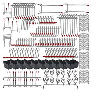 Hooks 228 PCS Pegboard -assortiment met metalen sets bakken PEG -sloten voor het organiseren van opslagsysteemgereedschap