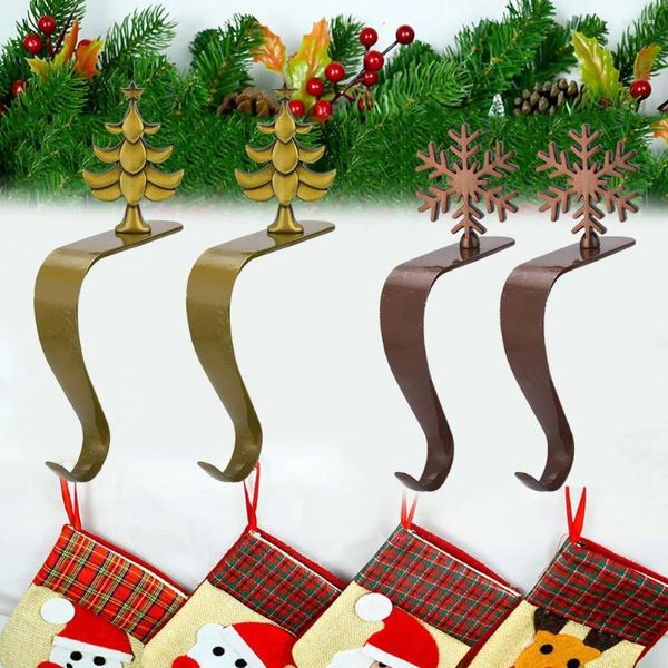 Hooks 2pc Mantel estante de naves de navidad chimenea chimenea bolso de regalo calcetines decorativos colgantes de Navidad adorno