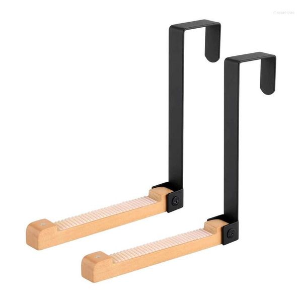 Ganchos 2 uds colgadores de puerta colgantes de Metal toallero para baño y cocina gabinete de gancho de madera sin perforaciones