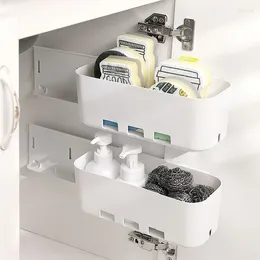 Ganchos 2 uds cocina debajo del fregadero caja de almacenamiento especias condimentos organizadores estantes de baño gabinete extraíble organizador lateral