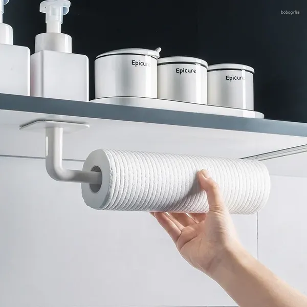 Crochets 2pcs / Ensemble de rack de rangement de cuisine en plastique Couvercle de pot à découper Film d'emballage Porte-toilette