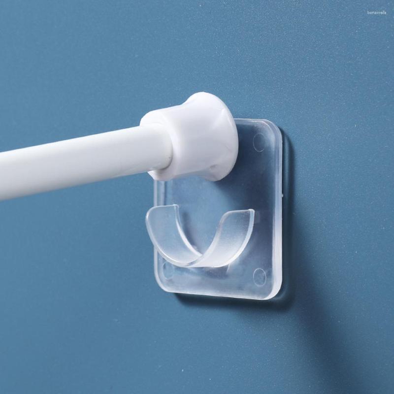 Hooks 2pcs/Set Strong Curtain Rod Bracket Holders Self-Adhesive Holder Clothes Rail Toilet Bathroom Accessories