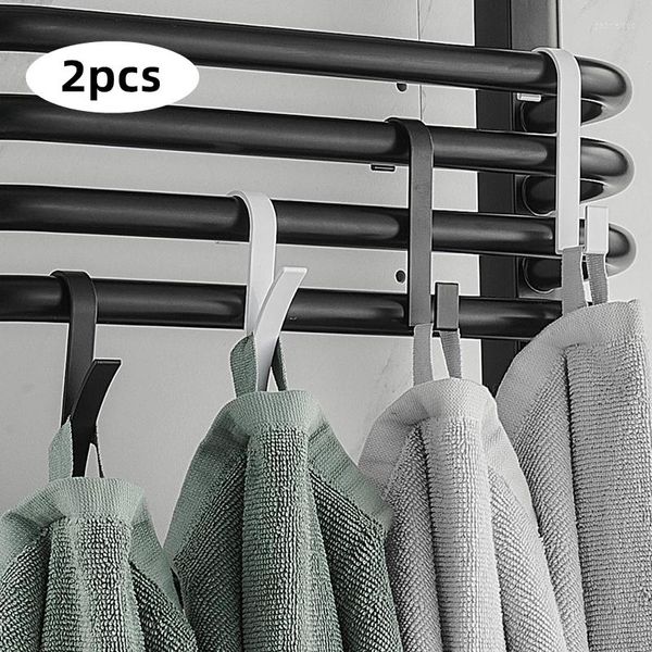 Ganchos 2 uds espacio aluminio baño radiador toallero para gabinetes de cocina puerta gancho trasero llave ropa bufandas sombrero organizador