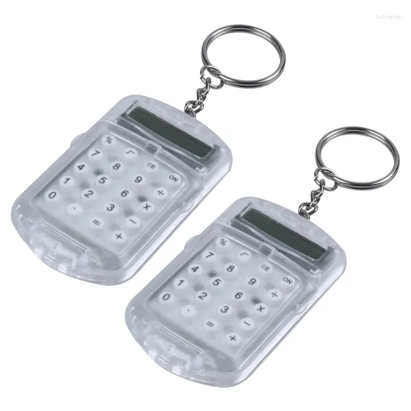 Ganchos 2x carcasa de plástico transparente 8 dígitos mini calculadora w keychain