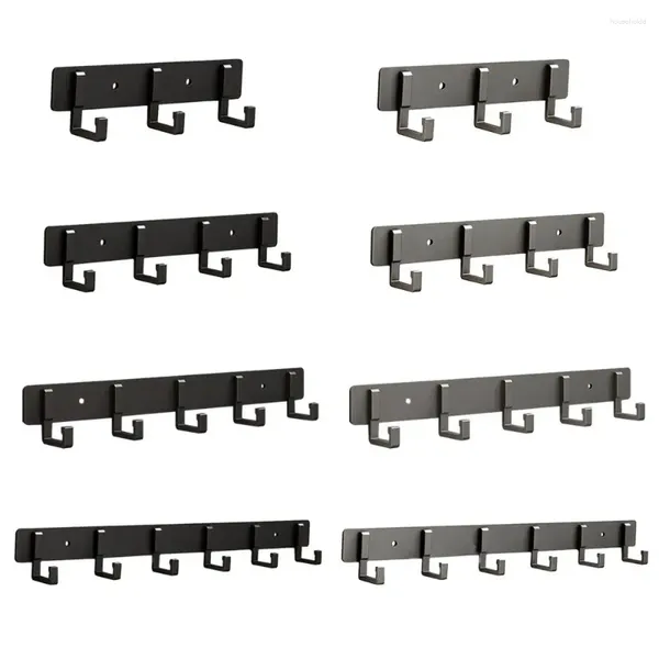 Ganchos 3/4/5/6 Gancho para puerta de pared Colgador de ropa Montaje para sala de estar de aluminio Toalla de baño gris negro