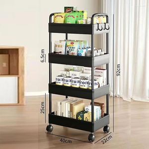 Haken 3/4 Tier Rolling Winkelwagen Opslag Plank Grote Capaciteit Beweegbare Kloof Rack Keuken Badkamer Organizer Snack Cosmetische Houder