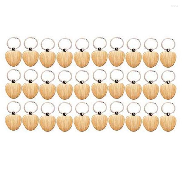 Crochets 30pcs Blank en bois en bois en bois de clés de bricolage Keychains Tags Gift