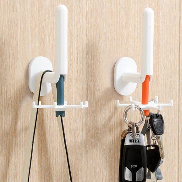 Ganchos de almacenamiento giratorio de 360 grados montado en la pared toallero autoadhesivo organizador de cocina de plástico Gadgets portarrollos de papel