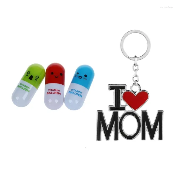 Crochets 3ps Ball Point Pen avec sacs Keychain j'aime maman