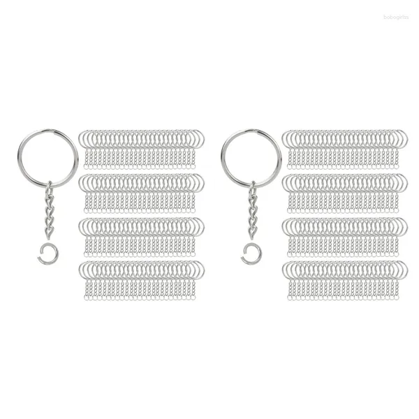 Ganchos 400 anillos de llavero divididos con anillo de plata y salto abierto a granel para manualidades DIY (1 pulgada / 25 mm)