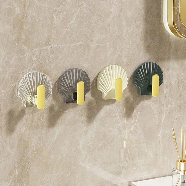 Ganchos 4pcs/set creative gancho de la pared montada en la pared forma de concha de concha transparente colgando para la ropa de cocina de la cocina colgilla de toalla de toalla