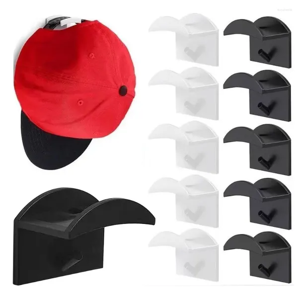 Crochets 5 pièces de supports muraux pour chapeaux auto-adhésifs, présentoirs doubles chapeaux noirs et blancs