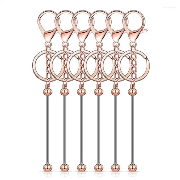 Crochets 6 PCS Barres de porte-clés perles Blanks Perle en métal perlé pour bricolage Bijoux sur l'artisanat Pendant Faire de l'or rose