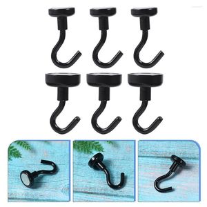 Crochets 6 Pcs Crochet Aimants Coloré Ménage Suspendu Fort A3 Acier NdFeB Noir Magnétique Robuste