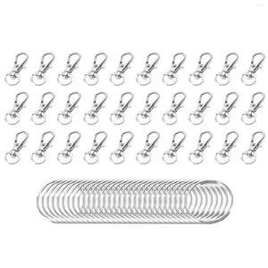 Ganchos 60 piezas Llavero Clip Cerraduras giratorias Cordón Broche con anillos divididos (Plata)