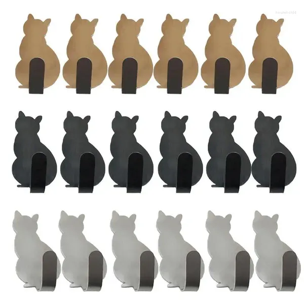 Ganchos 6 uds. Gancho de pared autoadhesivo para puerta de gato para cocina, baño, toalla, soporte para llaves, estante de acero inoxidable, suministros para el hogar