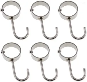 Crochets 6pcs Silver en acier inoxydable Hangle de cuisine Rail de tube de canne pour pots et casseroles Pouilles four