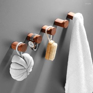 Ganchos 6 uds colgador de ropa de madera montado en la pared gancho decorativo llavero sombrero bufanda bolso almacenamiento baño toallero