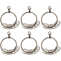 Hooks 6x Bronze Tone Carabiner gevangene Keyring 10 Loops sleutelhanger ring 7.6 cm