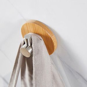 Haken Zelfklevend Bamboe RVS Haak Rek Muur Kleding Tas Sleutel Hanger Keuken Badkamer Deur Handdoek Plank