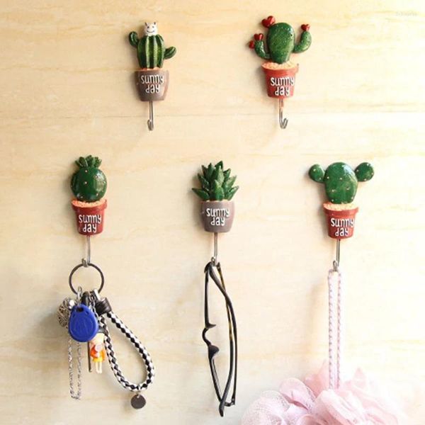 Crochets adhésifs Cactus, crochet mural, Pot de fleur artificielle, plante, décoration de maison, organisateur de rangement, porte-clés, salle de bains, cuisine, porte-serviettes