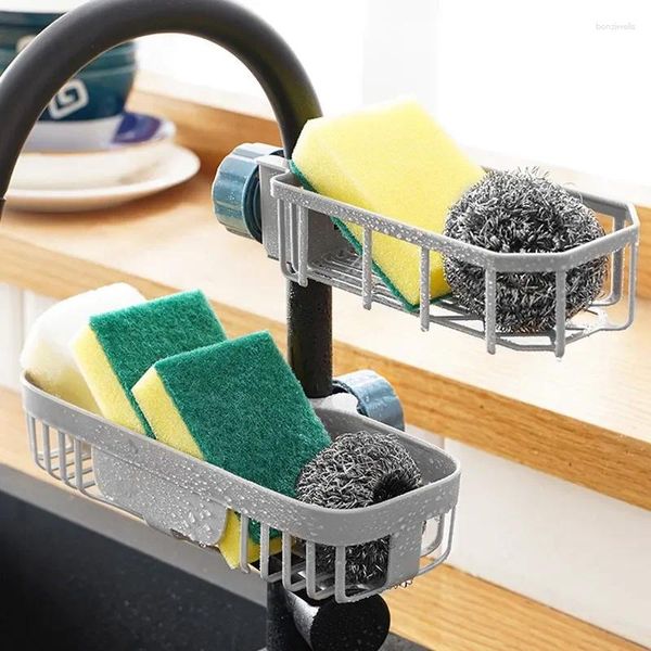 Crochets Rack de vidange de pavé de cuisine réglable Sponge Ranget Hautif de rangement Socon