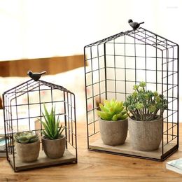 Crochets américain rétro en fer forgé support de Table stockage succulent petit support de fleur créatif Cage à oiseaux cadre décoratif